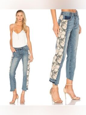 Current/Elliott Uneven Seamed Original Jeans First Love Mixed Floral size 29